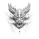 Half sleeve armor tattoo with rage bull who got blue eyes .Should have terminator alike design on biceps  tattoo design idea