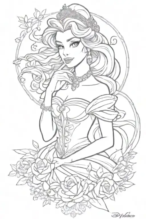 disney princesses tattoo design idea