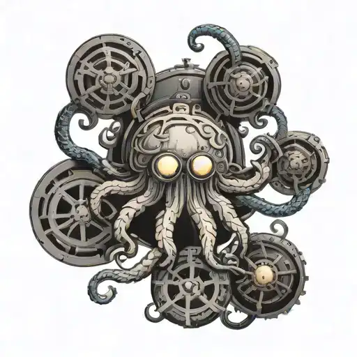 steampunk Flying Spaghetti Monster done as Christian iconography  tattoo design idea