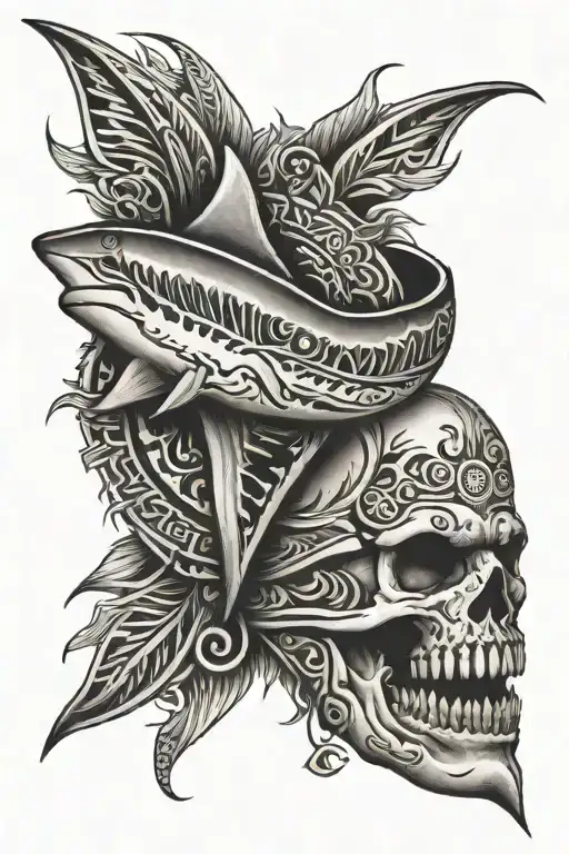 tribal bracelet tattoo on calf with shark teeth tattoo design idea