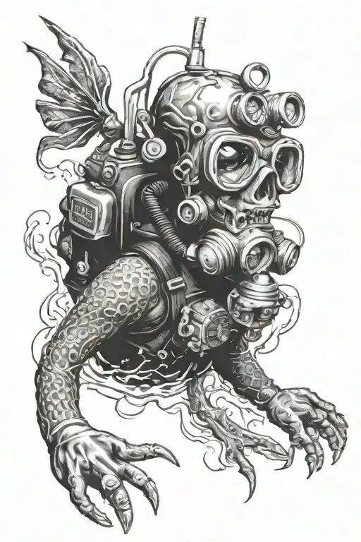 Horror themed scuba tattoo  tattoo design idea