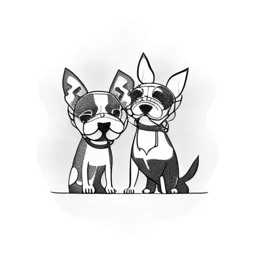 Dog family 3 person tattoo design idea