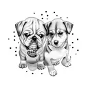 Dog family 3 person tattoo design idea