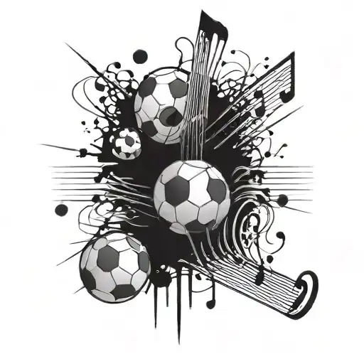 A tattoo design combining music notes and soccer balls tattoo design idea