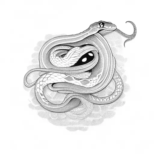 an snake flying in tha back of a hawk tattoo design idea