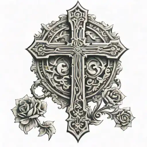 a cross with luke 1:37 tattoo design idea