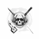 Vintage revolver surrounded by construction tools tattoo design idea