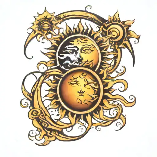 moon sun eclipse tattoo design idea