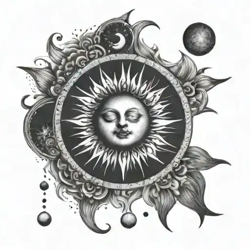 moon sun eclipse tattoo design idea