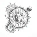 moon sun eclipse. tattoo design idea