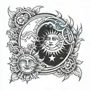 moon sun eclipse tattoo design idea