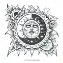 moon sun eclipse tattoo design idea