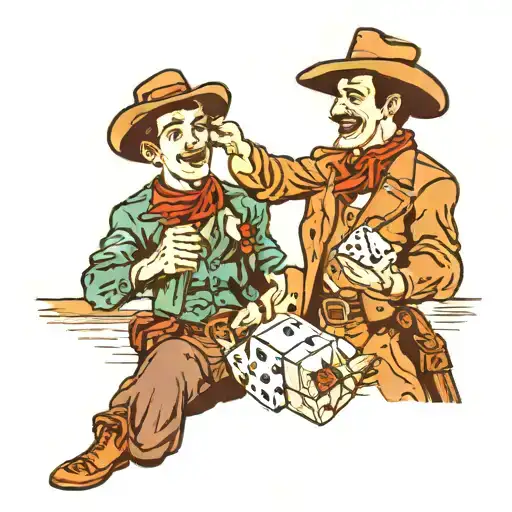 cowboy throwing dice at a craps dice rolling tattoo design idea
