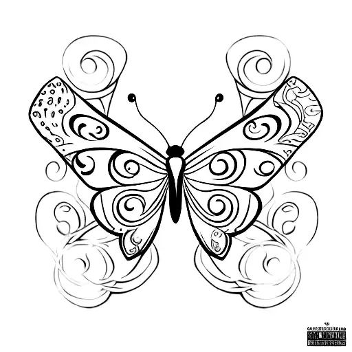 Butterfly with names Nova and Scarlett tattoo design idea