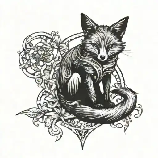 witch fox tattoo design idea