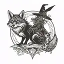 witch fox tattoo design idea