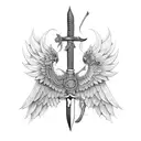 Upside Down Sword with Wings and Traditional Sikh Inspiration tattoo design idea