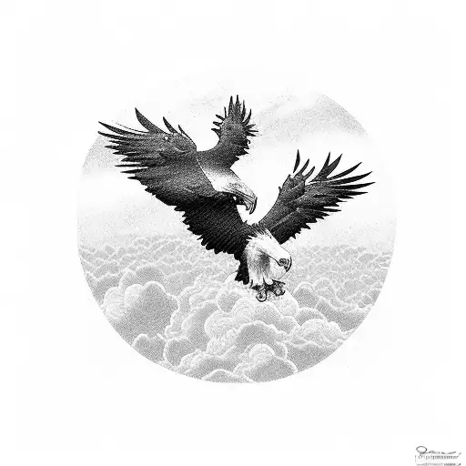 A blackwork tattoo of two eagles soaring tattoo design idea