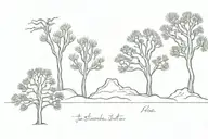 three trees in a line, palm tree, joshua tree and fir tree tattoo design idea