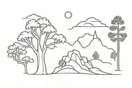 three trees in a line, palm tree, joshua tree and fir tree tattoo design idea
