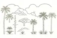 palm tree, fir tree, joshua tree, in a row tattoo design idea
