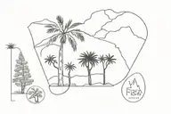 palm tree, fir tree, joshua tree, in a row tattoo design idea