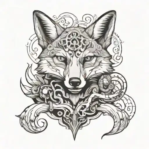 blade cutting a fox into two parts physical brain tattoo design idea