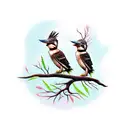 two kookaburras on a gum tree branch tattoo design idea
