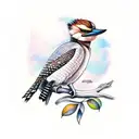 two kookaburras on a gum tree branch tattoo design idea