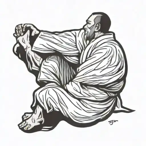 judo figter sitting on his tattoo design idea