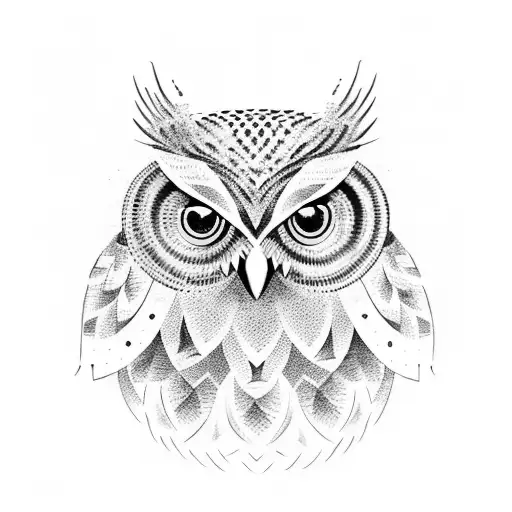 A dotwork design of an owl made out of books tattoo design idea
