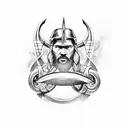 thor invocando um raio com um barco viking no fundo tattoo design idea