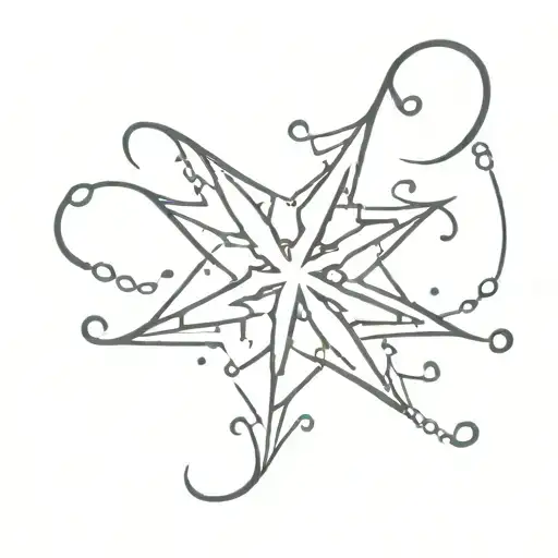 snowflake fishing hook tattoo design idea