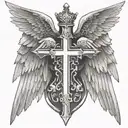 armor shoulder tattoo christian cross with angel wings tattoo design idea