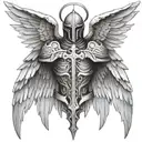 armor shoulder tattoo christian cross with angel wings tattoo design idea