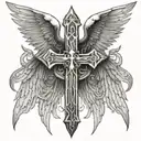 armor shoulder tattoo christian cross with angel wings tattoo design idea
