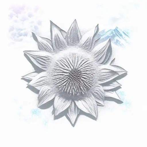 Edelweiss with mountains tattoo design idea