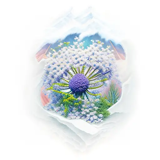 Edelweiss with mountains tattoo design idea