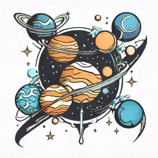 planets tattoo design idea