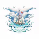 squid ship  tattoo design idea