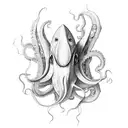 squid, ship, ocean  tattoo design idea