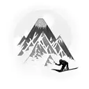 A blackwork tattoo of a snowboarding stormtrooper conquering a mountain peak tattoo design idea