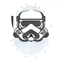 A blackwork tattoo of a snowboarding stormtrooper conquering a mountain peak tattoo design idea