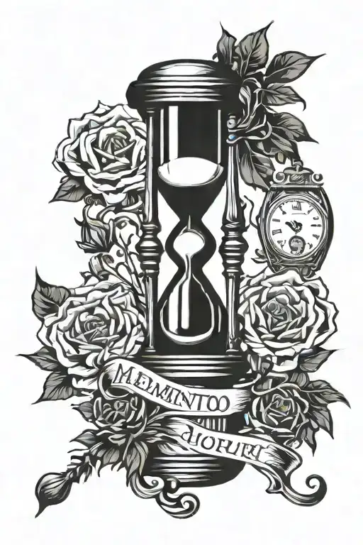 memento mori hourglass tattoo design idea