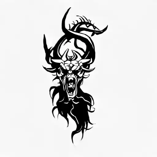 a devil with horns on his head tattoo design idea