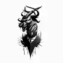 a devil with horns on his head tattoo design idea