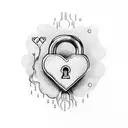 PADLOCK AND HEART WITH FIRE tattoo design idea