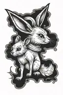 eevee with rat on back tattoo design idea