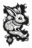 eevee with rat on back tattoo design idea