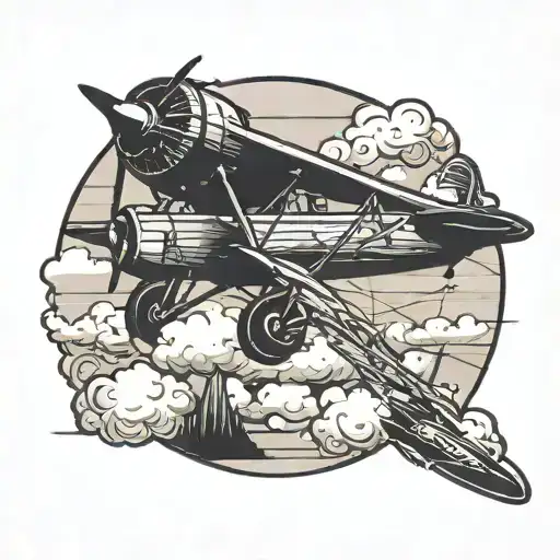air plane shadowing jet flying tattoo design idea